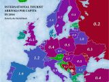 Map Of Europes Countries International tourist Arrivals Per Capita In Europe Maps