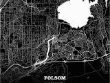 Map Of Folsom California Black Map Poster Template Of Folsom California Usa Maps Vector