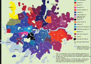 Map Of Football Clubs In England Football Supporter Map Of London Land Of Maps