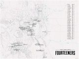 Map Of Fourteeners In Colorado Amazon Com 58 Colorado 14ers Map 18×24 Poster Gray Posters Prints