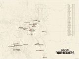 Map Of Fourteeners In Colorado Amazon Com 58 Colorado 14ers Map 18×24 Poster Tan Posters Prints