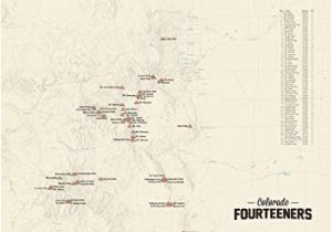 Map Of Fourteeners In Colorado Amazon Com 58 Colorado 14ers Map 18×24 Poster Tan Posters Prints