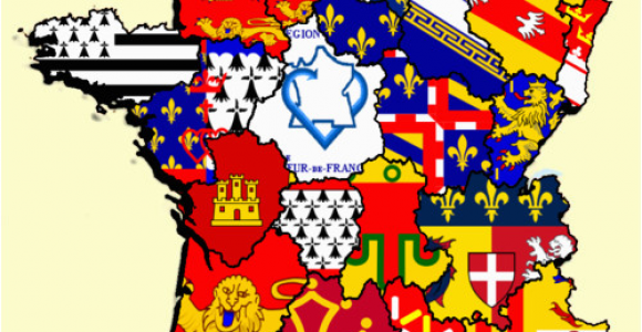 Map Of France with Provinces French Regions Flag Map by Heersander Heritage France Map