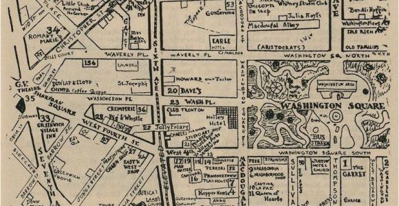 Map Of Greenwich England Hand Drawn Map Of Greenwich Village Nyc From 1925 Ye Old New
