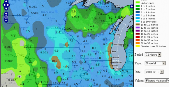 Map Of Iowa and Minnesota Snowfall totals Of February 7 9 2010