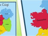 Map Of Ireland as Gaeilge Irish Provinces Display Poster Gaeilge