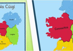 Map Of Ireland as Gaeilge Irish Provinces Display Poster Gaeilge