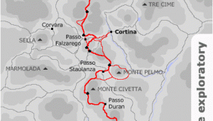 Map Of Italy Dolomites Map Showing the Route Of Alpine Exploratory S Alta Via 1 Walking