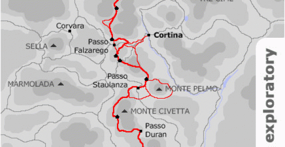 Map Of Italy Dolomites Map Showing the Route Of Alpine Exploratory S Alta Via 1 Walking