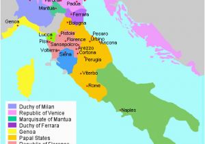 Map Of Italy During Renaissance Surnames From A 16th Century Italian Armorial