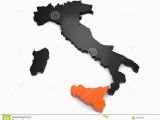 Map Of Italy Showing Regions Italy 3d Black and orange Map Whith Sicily Region Highlighted Stock