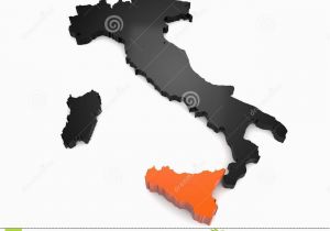 Map Of Italy Showing Regions Italy 3d Black and orange Map Whith Sicily Region Highlighted Stock