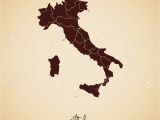 Map Of Italy Showing Regions Italy Region Map Retro Style Brown Outline On Old Paper Background