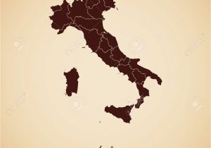 Map Of Italy Showing Regions Italy Region Map Retro Style Brown Outline On Old Paper Background