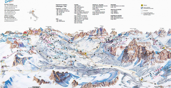 Map Of Italy Ski Resorts Cortina D Ampezzo Slope Map Dolomiti Superski