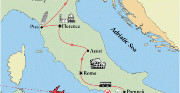 Map Of Italy sorrento 1 999 11 Day Venice Florence Rome sorrento tour Friday Departure