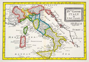 Map Of Italy with Venice 1944 Print Map Eighteenth Century Italy Gulf Venice Ionian Sea