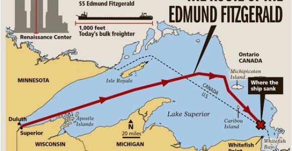 Map Of Lake Michigan Shipwrecks 41 Years Ago Edmund Fitzgerald Sank In Lake Superior Great Lakes