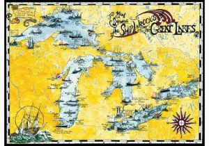 Map Of Lake Michigan Shipwrecks Great Lakes Shipwreck Map by Avery Color Studios Michigan Great