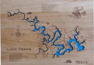 Map Of Lake Travis Texas Wood Laser Cut Map Of Lake Travis Tx topographical Engraved Etsy