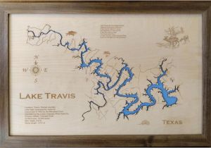 Map Of Lake Travis Texas Wood Laser Cut Map Of Lake Travis Tx topographical Engraved Etsy