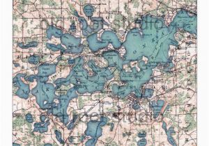 Map Of Lakes In Minnesota Hand Painted Map Of Lake Minnetonka Minnesota 1905 Retro Lake