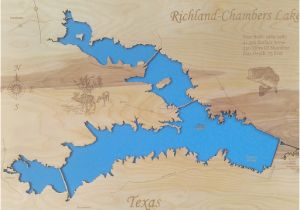 Map Of Lakes In Texas Richland Chambers Lake Texas Wood Laser Cut Map Phds On Artfire