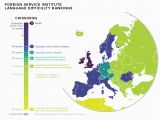 Map Of Languages Spoken In Europe Map Language Difficulty Ranking for English Speakers