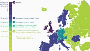 Map Of Languages Spoken In Europe Map Language Difficulty Ranking for English Speakers