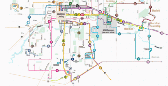 Map Of Lansing Michigan Lansing Michigan Public Transportation Map Lansing Mappery
