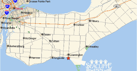 Map Of Leamington Ontario Canada Directions Seacliffe Innseacliffe Inn