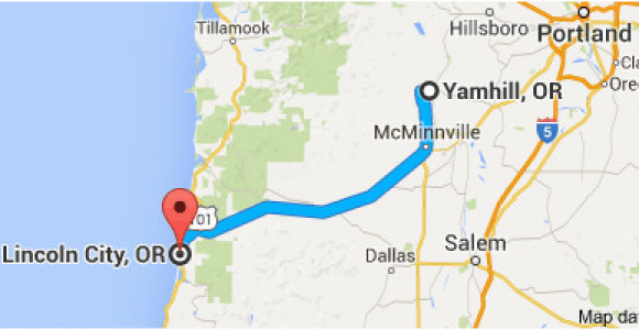 Map Of Mcminnville oregon From Yamhill or to Lincoln City or oregon Wine Country