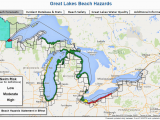 Map Of Michigan Lakes with Beaches Great Lakes Beach Hazards Page