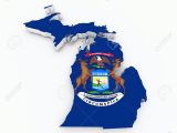 Map Of Michigan State Land Michigan State Flag Od 3d Map Stock Photo Picture and Royalty Free