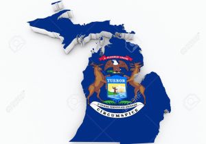 Map Of Michigan State Land Michigan State Flag Od 3d Map Stock Photo Picture and Royalty Free