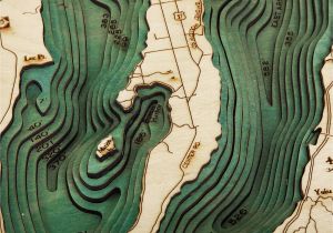 Map Of Michigan Traverse City Grand Traverse Bay Leelanau Wood Map 3d Nautical topographic Chart