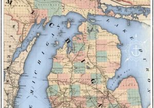 Map Of Michigan Traverse City Michigan Railroad Map Art Print America S High Five Michigan