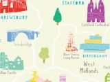 Map Of Midlands England Map Of the Midlands Art Print