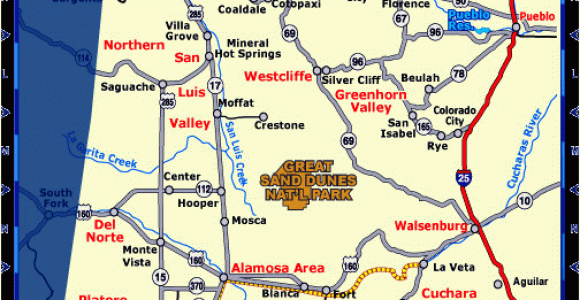 Map Of Monte Vista Colorado south Central Colorado Map Co Vacation Directory