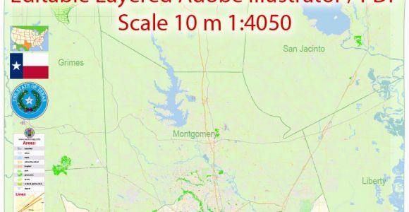 Map Of Montgomery County Texas Montgomery County and Nearest Map Vector Texas Exact City Plan