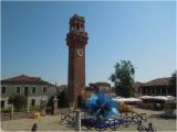 Map Of Murano Italy Tall Bell tower and Not so Tall Blue Glass Sculpture Picture Of