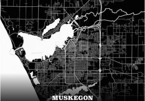 Map Of Muskegon Michigan Black Map Poster Template Of Muskegon Michigan Usa Maps Vector