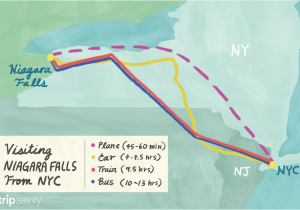 Map Of Niagara Falls Canada and Surrounding area Visiting Niagara Falls From New York City