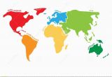 Map Of north America and Europe together Multicolored World Map Divided to Six Continents In