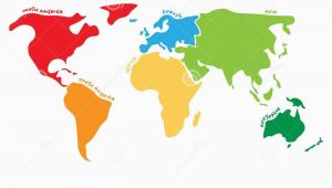 Map Of north America and Europe together Multicolored World Map Divided to Six Continents In