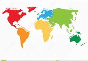Map Of north America and Europe together Multicolored World Map Divided to Six Continents In