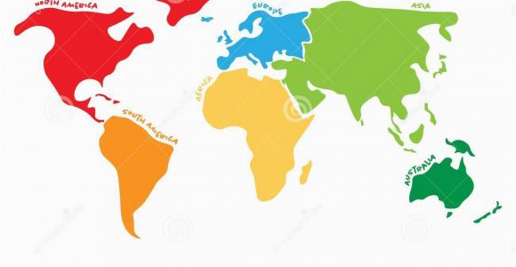 Map Of north America and Europe together Multicolored World Map Divided to Six Continents In