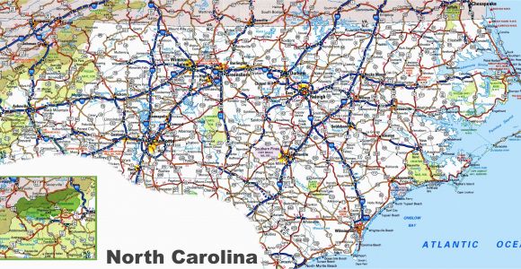 Map Of north Carolina and Surrounding States north Carolina Road Map