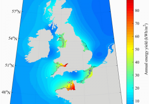 Map Of northwest Europe the theoretical Tidal Range Energy Resource Over the