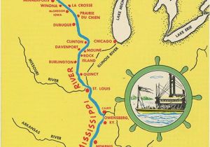 Map Of Ohio River and Mississippi River Mississippi River From Bemidji to New orleans State Map Vintage